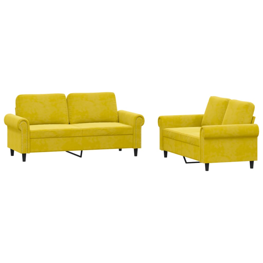 Set di Divani 2 pz con Cuscini giallo in Vellutocod mxl 107082