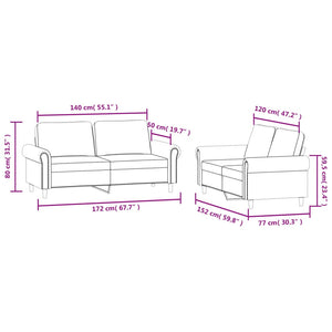 Set di Divani 2 pz con Cuscini Marrone in Velluto 3202217