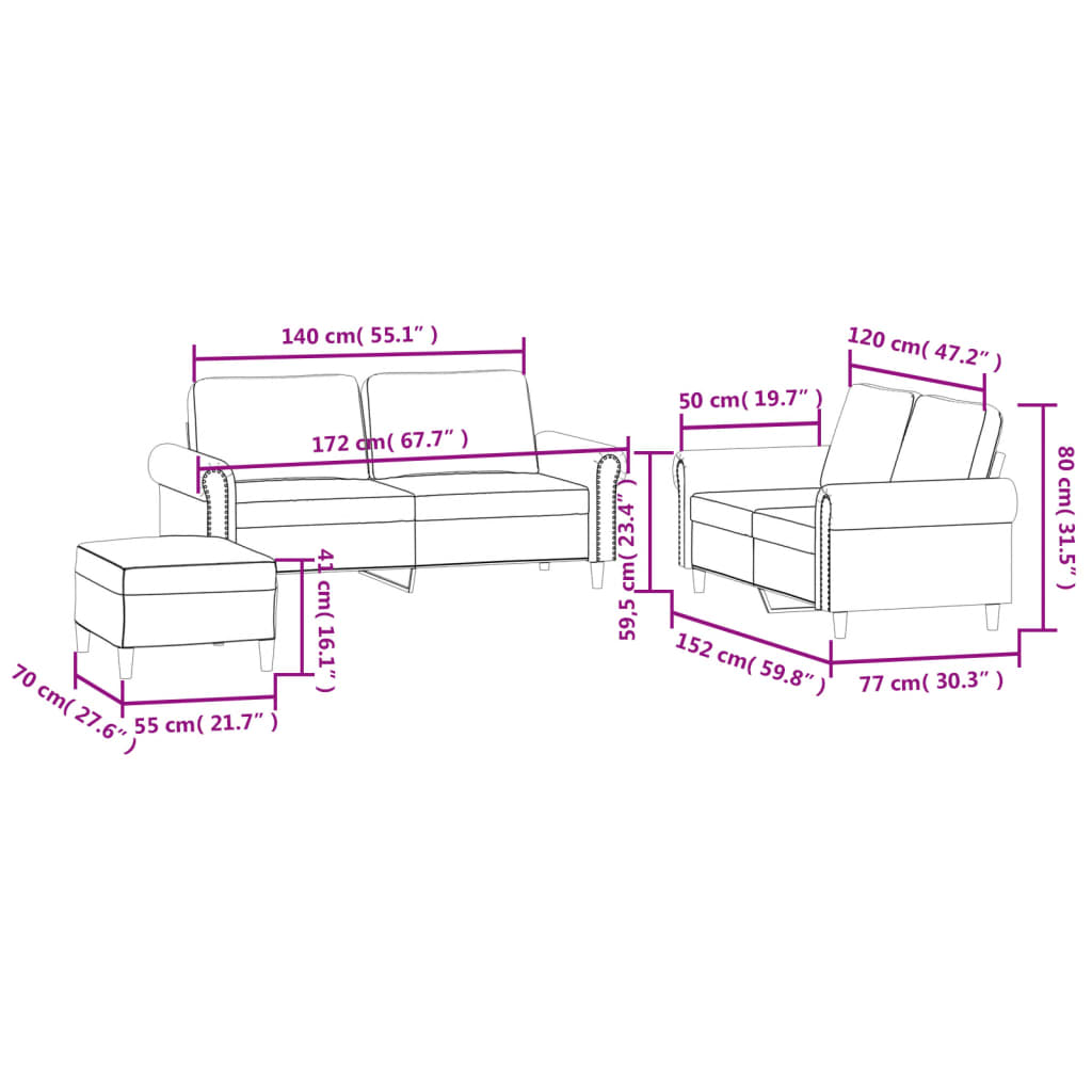 Set di Divani 3 pz con Cuscini Grigio Scuro in Velluto 3202221