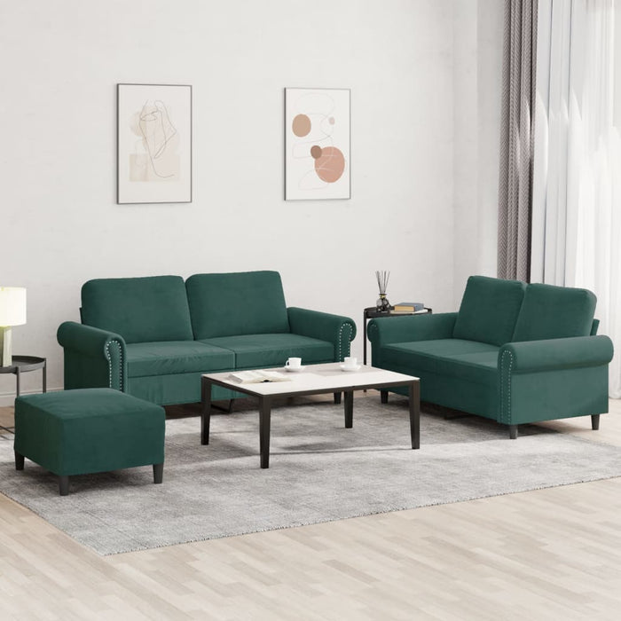 Set di Divani 3 pz con Cuscini Verde scuro in Velluto 3202222