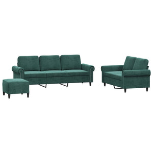 Set di Divani 3 pz con Cuscini Verde scuro in Velluto 3202262