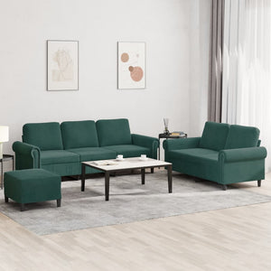 Set di Divani 3 pz con Cuscini Verde scuro in Velluto 3202262