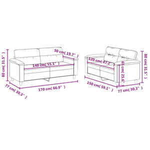 Set Divani 2 pz con Cuscini Grigio Chiaro in Tessuto Microfibra 3202315