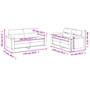 Set Divani 2 pz con Cuscini Grigio Scuro in Tessuto Microfibra 3202316