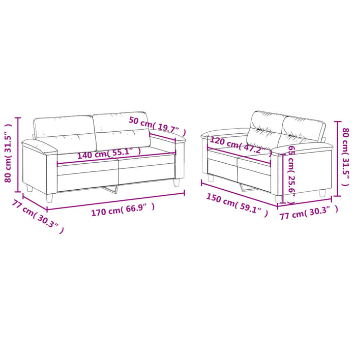 Set di Divani 2 pz con Cuscini cappuccino in Similpelle 3202366