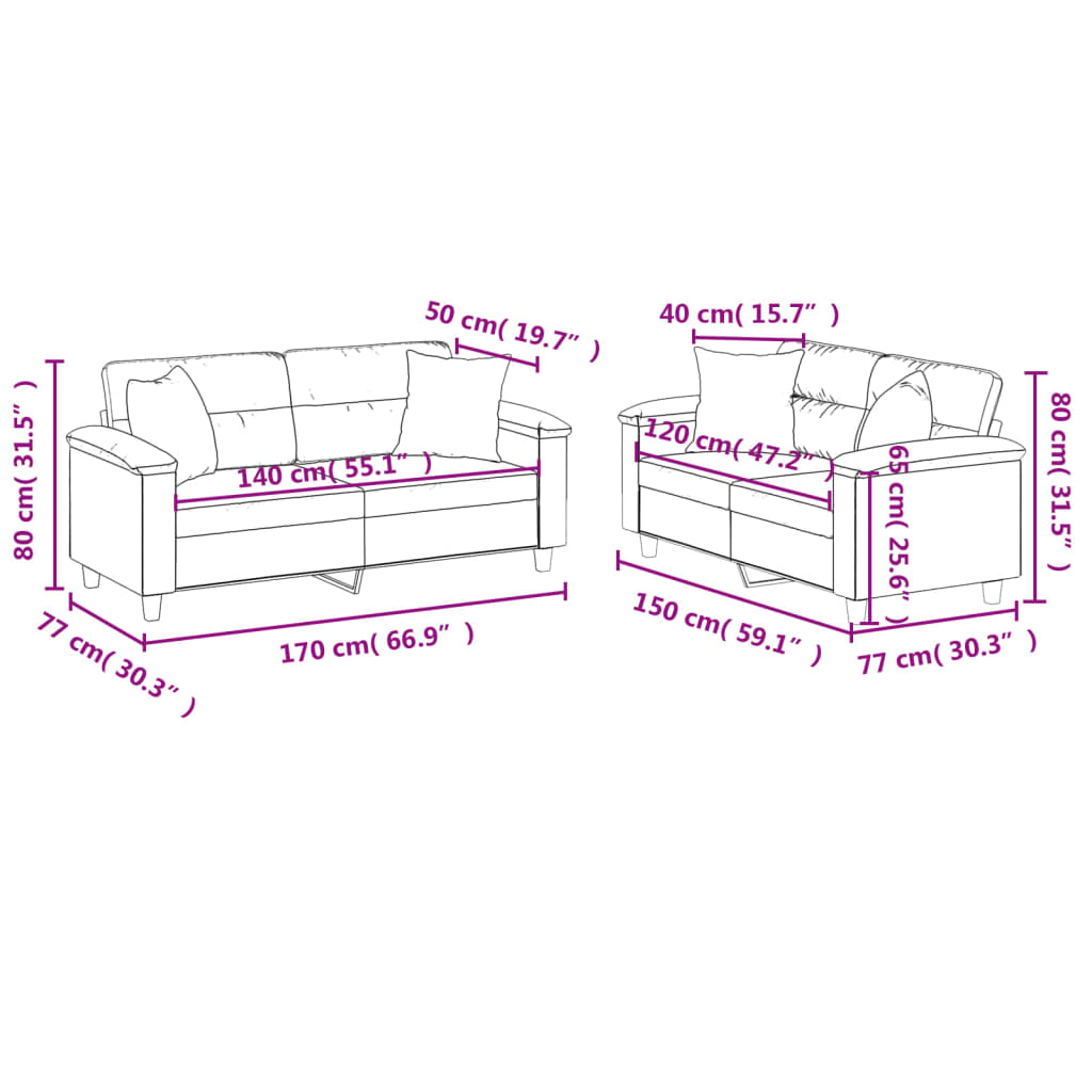 Set di Divani 2 pz con Cuscini Cappuccino in Similpelle 3202376