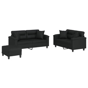 Set di Divani 3 pz con Cuscini Nero in Similpellecod mxl 128721