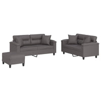 Set di Divani 3 pz con Cuscini Grigio in Similpelle 3202379