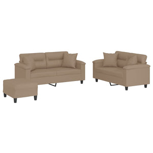 Set di Divani 3 pz con Cuscini Cappuccino in Similpelle 3202381