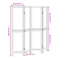 Divisorio Ambienti 4Pannelli Bianco Legno Massello di Paulownia 358673