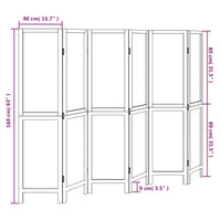 Divisorio Ambienti 6Pannelli Bianco Legno Massello di Paulownia 358681