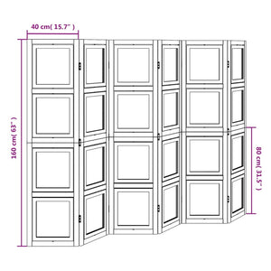 Divisorio Ambienti 6Pannelli Bianco Legno Massello di Paulownia 358697