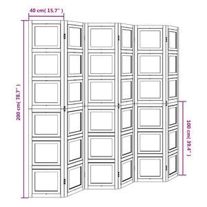 Divisorio Ambienti 6Pannelli Bianco Legno Massello di Paulownia 358699