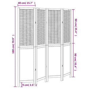 Divisorio Ambienti 4 Pannelli Marrone Scuro Massello Paulownia 358706