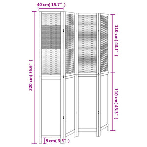 Divisorio Ambienti 4 Pannelli Marrone Scuro Massello Paulownia 358708