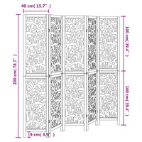 Divisorio Ambienti 5Pannelli Bianco Legno Massello di Paulownia 358743