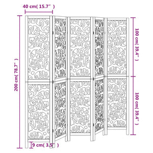 Divisorio Ambienti 5Pannelli Bianco Legno Massello di Paulownia 358743