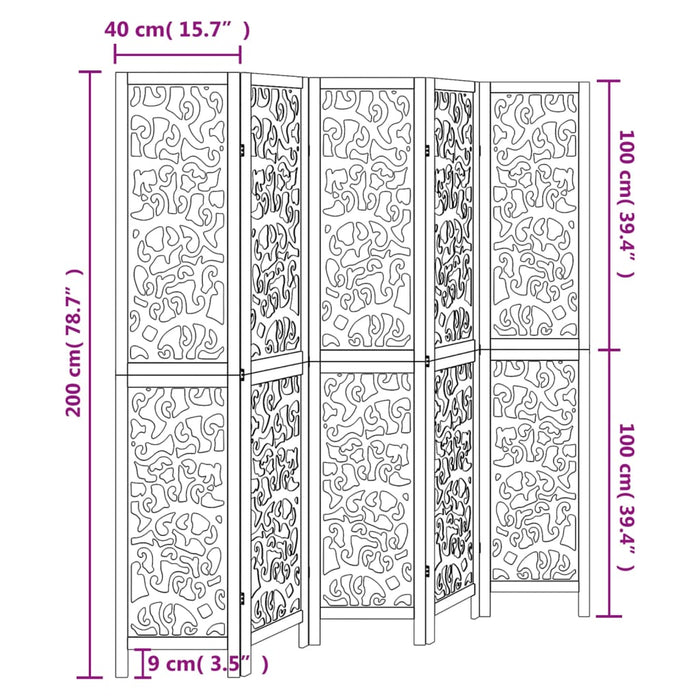 Divisorio Ambienti 5Pannelli Bianco Legno Massello di Paulownia 358743