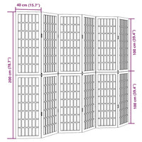 Divisorio Ambienti 6 Pannelli Nero Legno Massello di Paulownia 358779