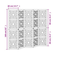Divisorio Ambienti 5 Pannelli Marrone e nero Legno di Paulownia 358805