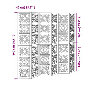 Divisorio Ambienti 6 Pannelli Marrone e nero Legno di Paulownia 358811
