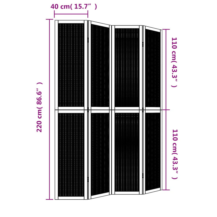 Divisorio Ambienti 4 Pannelli Marrone Legno Massello Paulownia 358820