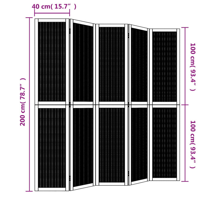 Divisorio Ambienti 5 Pannelli Marrone Legno Massello Paulownia 358823