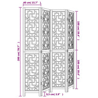 Divisorio Ambienti 4 Pannelli Marrone Legno Massello Paulownia 358867