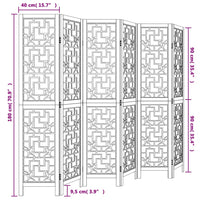 Divisorio Ambienti 6 Pannelli Marrone Legno Massello Paulownia 358874