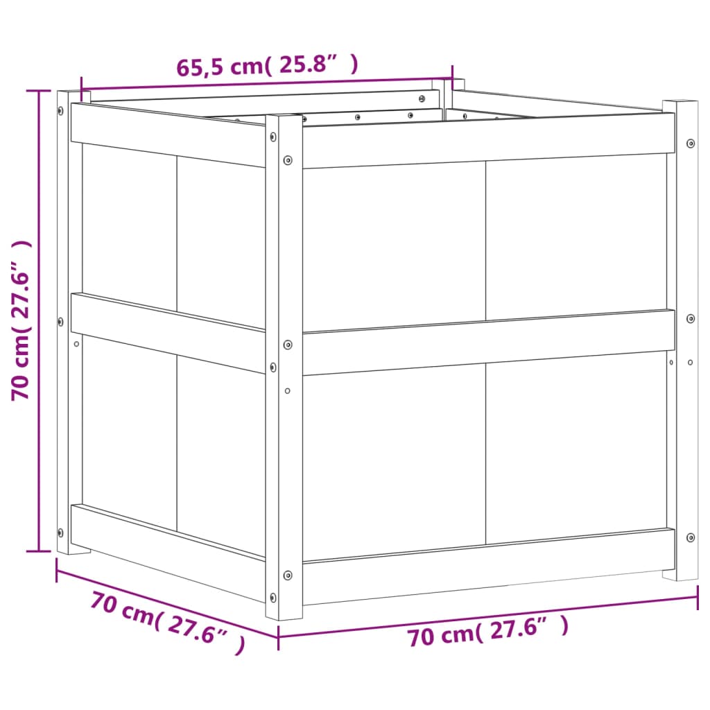 Fioriera Giardino Marrone Cera 70x70x70 cm Legno Massello Pino 837436