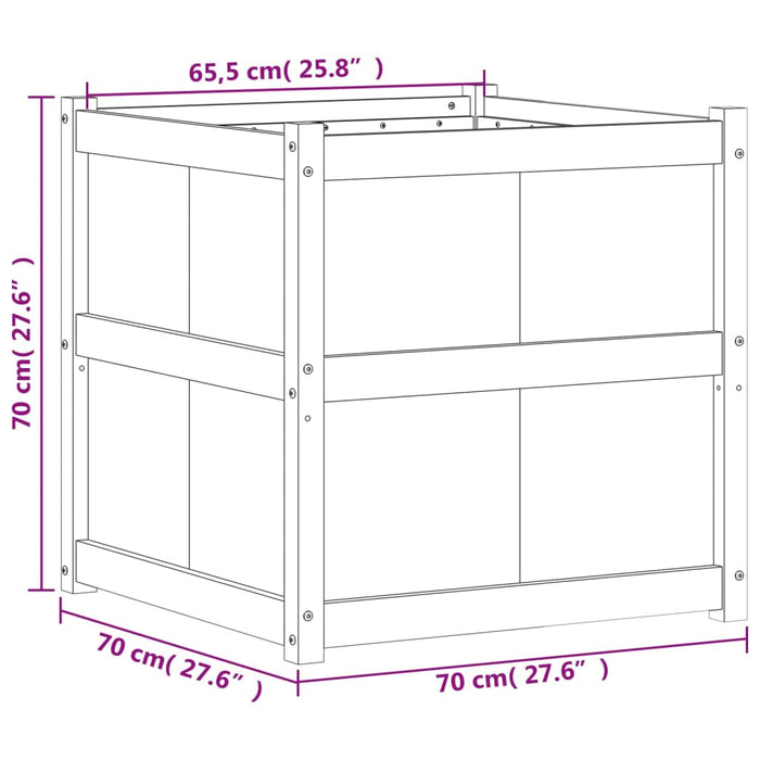 Fioriera Giardino Marrone Cera 70x70x70 cm Legno Massello Pino 837436