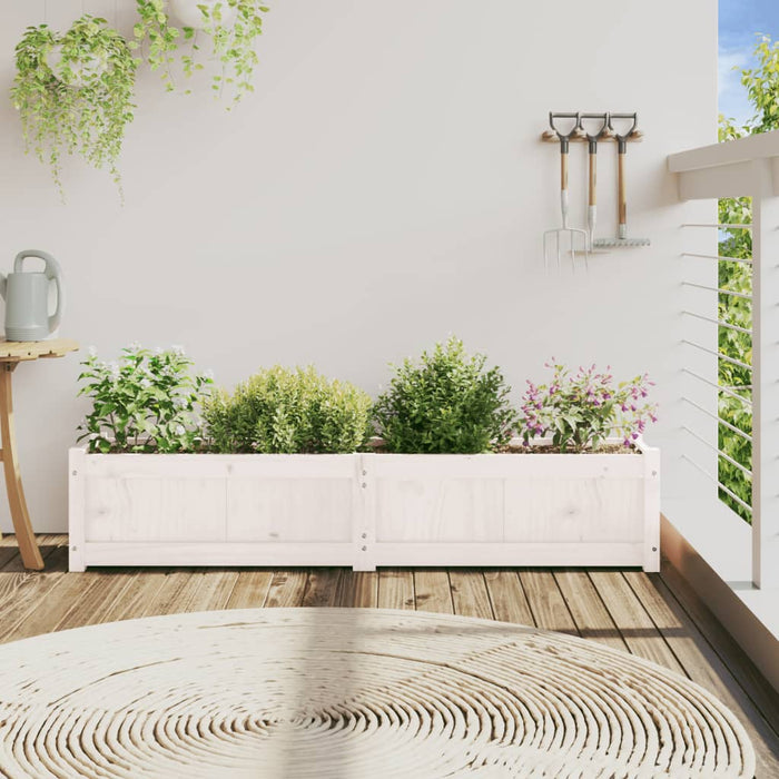 Fioriera da Giardino Bianca 150x31x31 cm Legno Massello di Pinocod mxl 85005