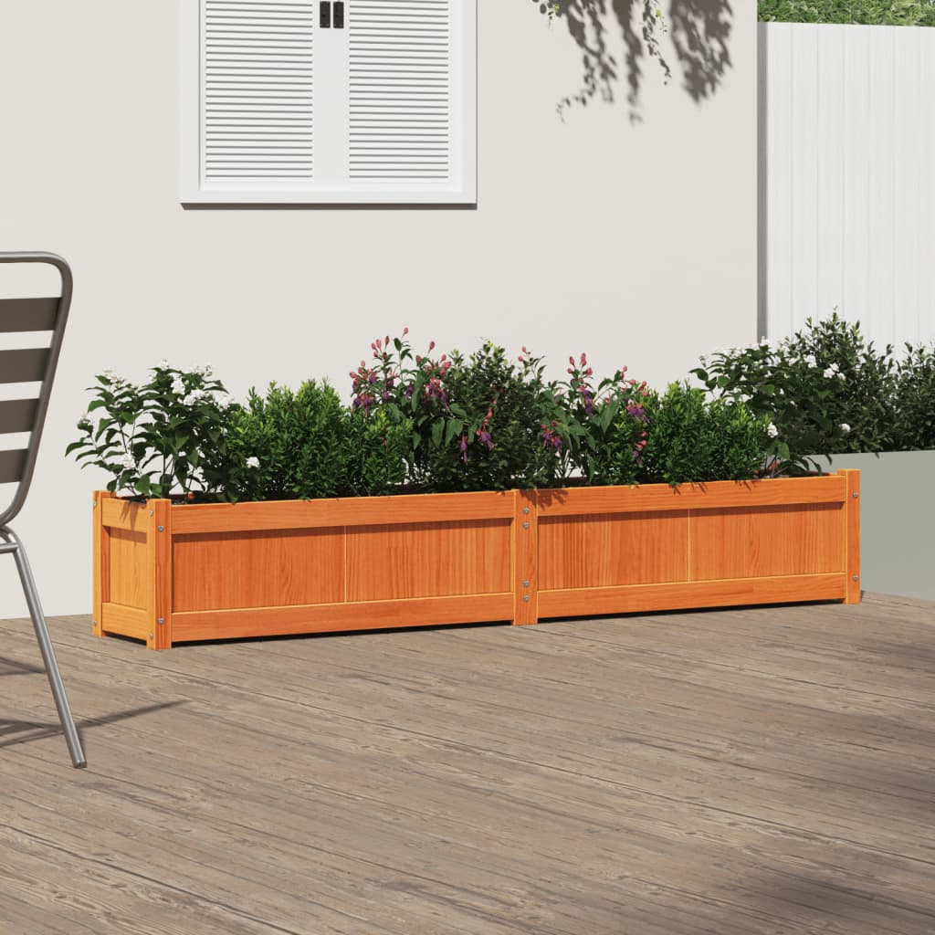 Fioriera Giardino Marrone Cera 180x31x31 cm Legno Massello Pino 837498