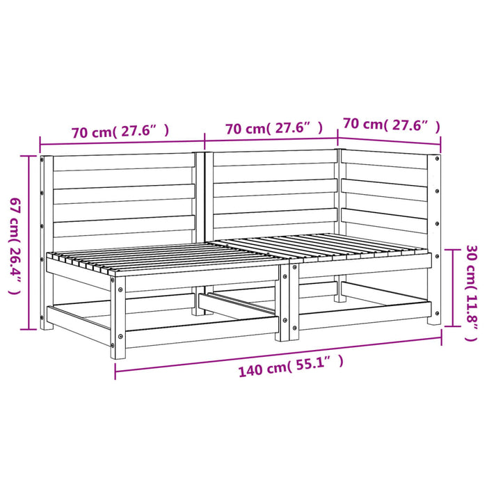 Divano da Giardino a 2 Posti Marrone Cera Legno Massello Pino 837946