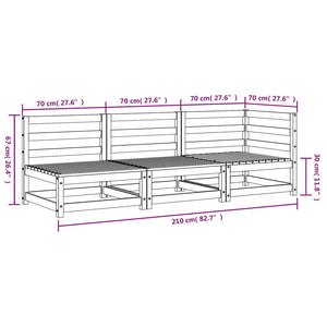 Divano da Giardino a 3 Posti Marrone Cera Legno Massello Pino 837953