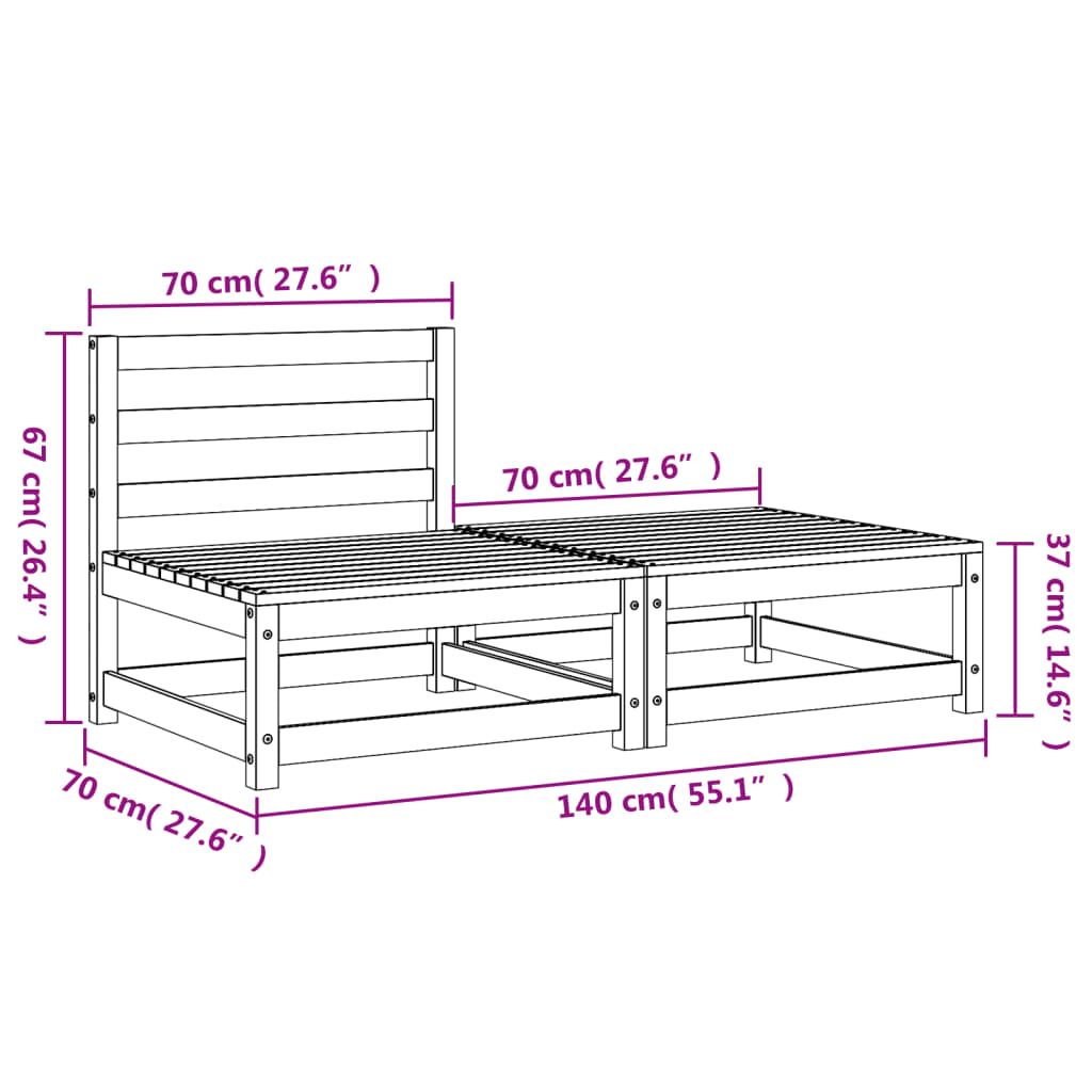 Divano Giardino Senza Braccioli con Poggiapiedi Legno Douglas 837961