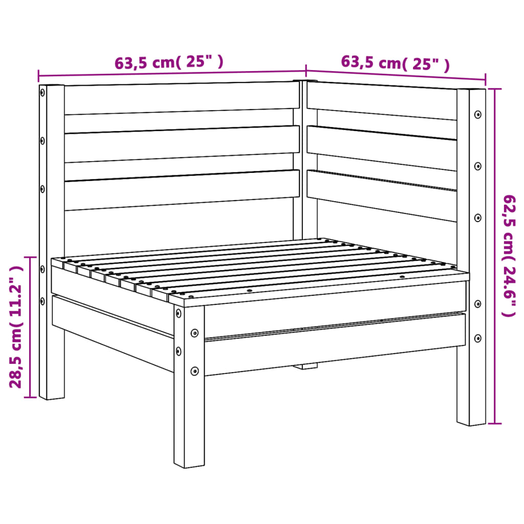 Divani Angolari Giardino 2pz Marrone Cera Legno Massello Pino 837988