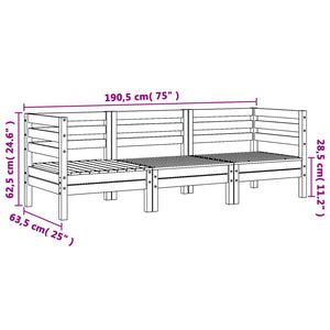 Divano da Giardino a 3 Posti in Legno Massello di Pino 838026