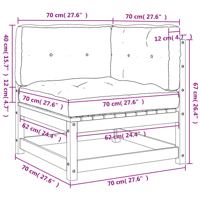 Divani Angolari da Giardino con Cuscini 2pz Legno Massello Pino 838069