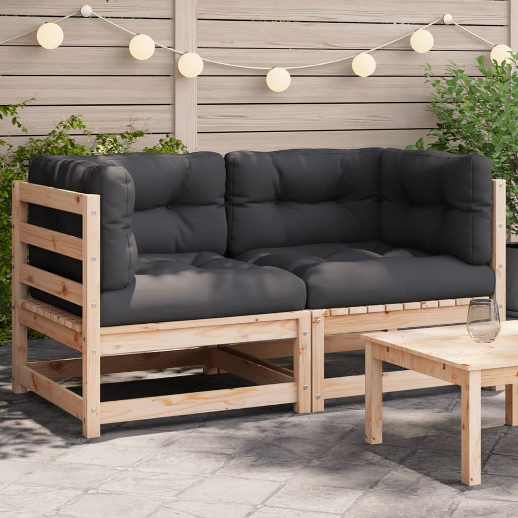 Divani Angolari da Giardino con Cuscini 2pz Legno Massello Pino 838069