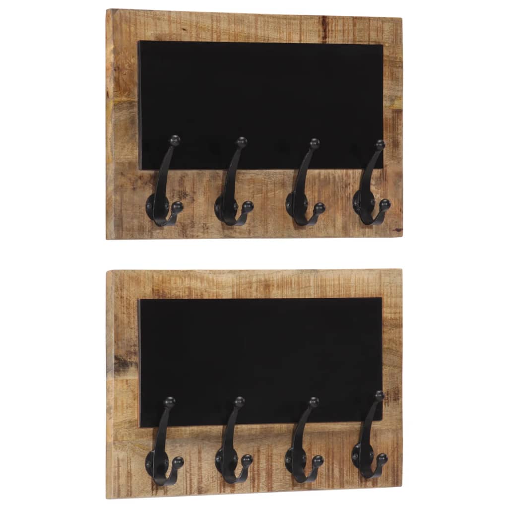 Appendiabiti da Parete con 4 Ganci 2pz Legno Massello di Mango 358951