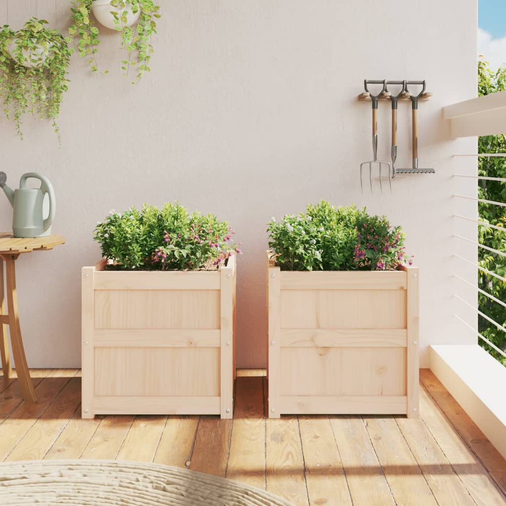 Fioriere da Giardino 2 pz in Legno Massello di Pino 837415