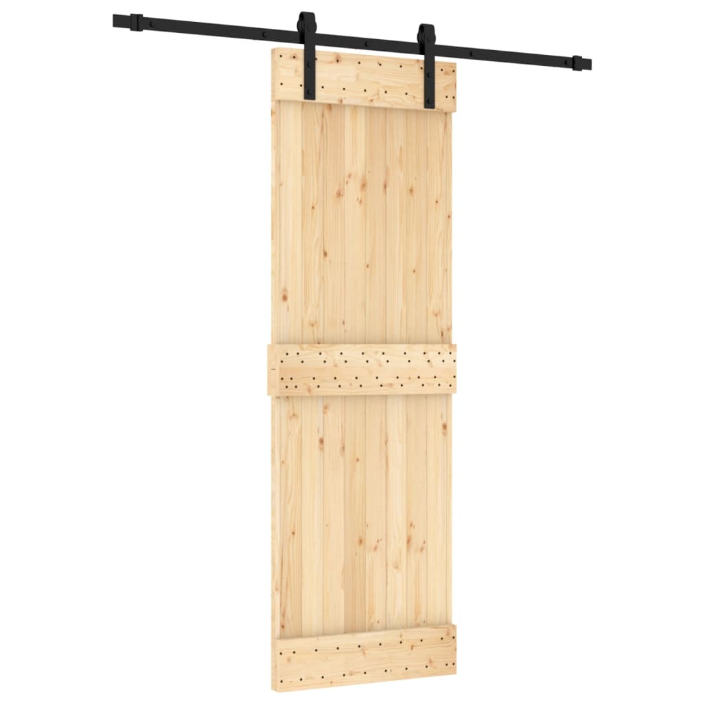 Porta Scorrevole con Set Hardware 70x210 cm Legno Massello Pino 3202971