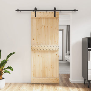 Porta Scorrevole con Set Hardware 80x210 cm Legno Massello Pino 3202972