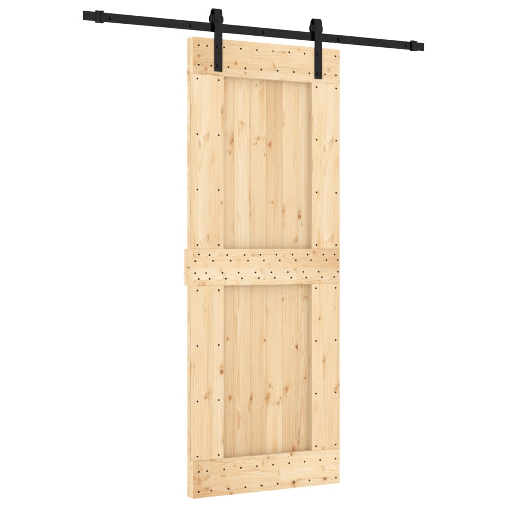 Porta Scorrevole con Set Hardware 80x210 cm Legno Massello Pino 3202976