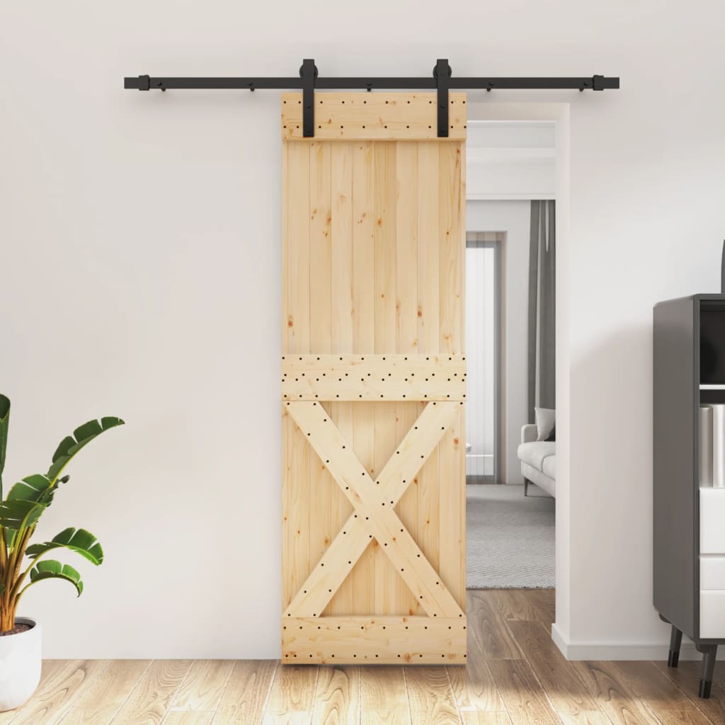 Porta Scorrevole con Set Hardware 70x210 cm Legno Massello Pino 3202979