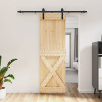 Porta Scorrevole con Set Hardware 70x210 cm Legno Massello Pino 3202979