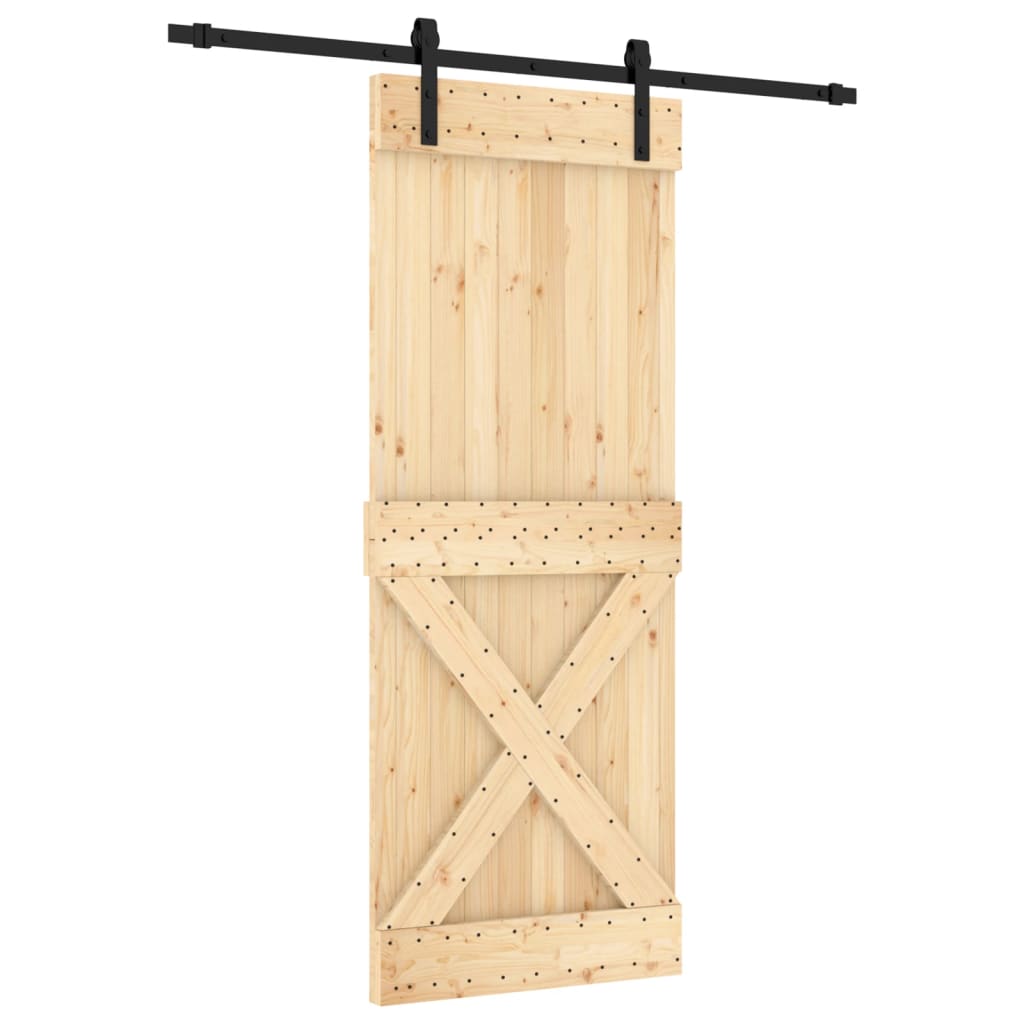 Porta Scorrevole con Set Hardware 80x210 cm Legno Massello Pino 3202980