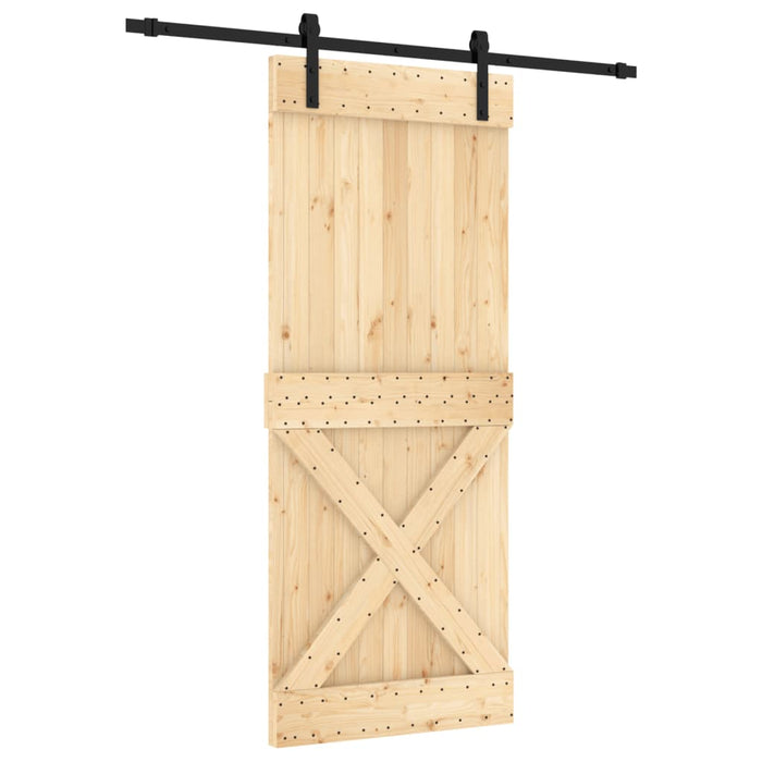 Porta Scorrevole con Set Hardware 85x210 cm Legno Massello Pinocod mxl 118095