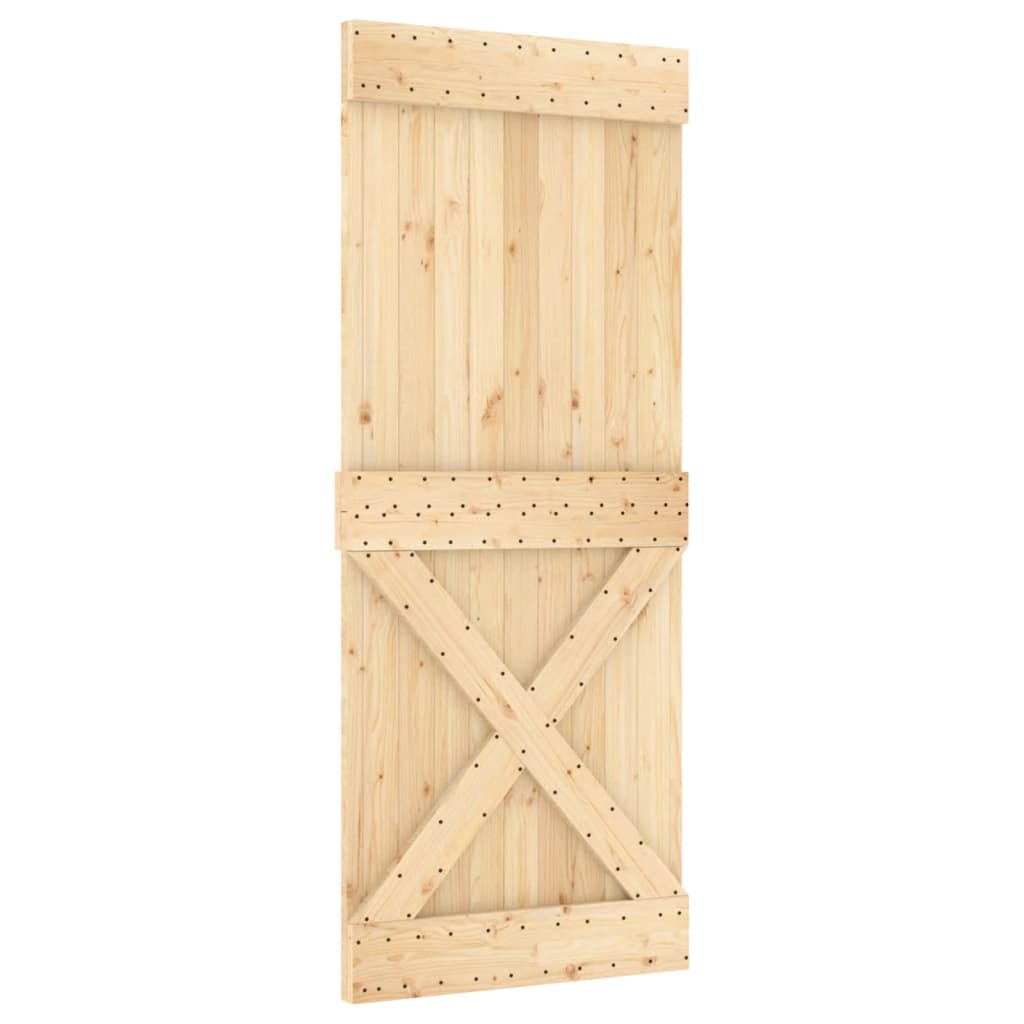 Porta Scorrevole con Set Hardware 85x210 cm Legno Massello Pinocod mxl 118095